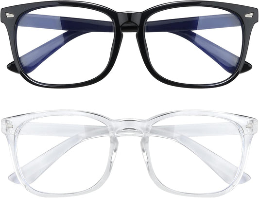 Fashion Square Blue Light Blocking Glasses - Clear Computer & Gaming Glasses for Women and Men